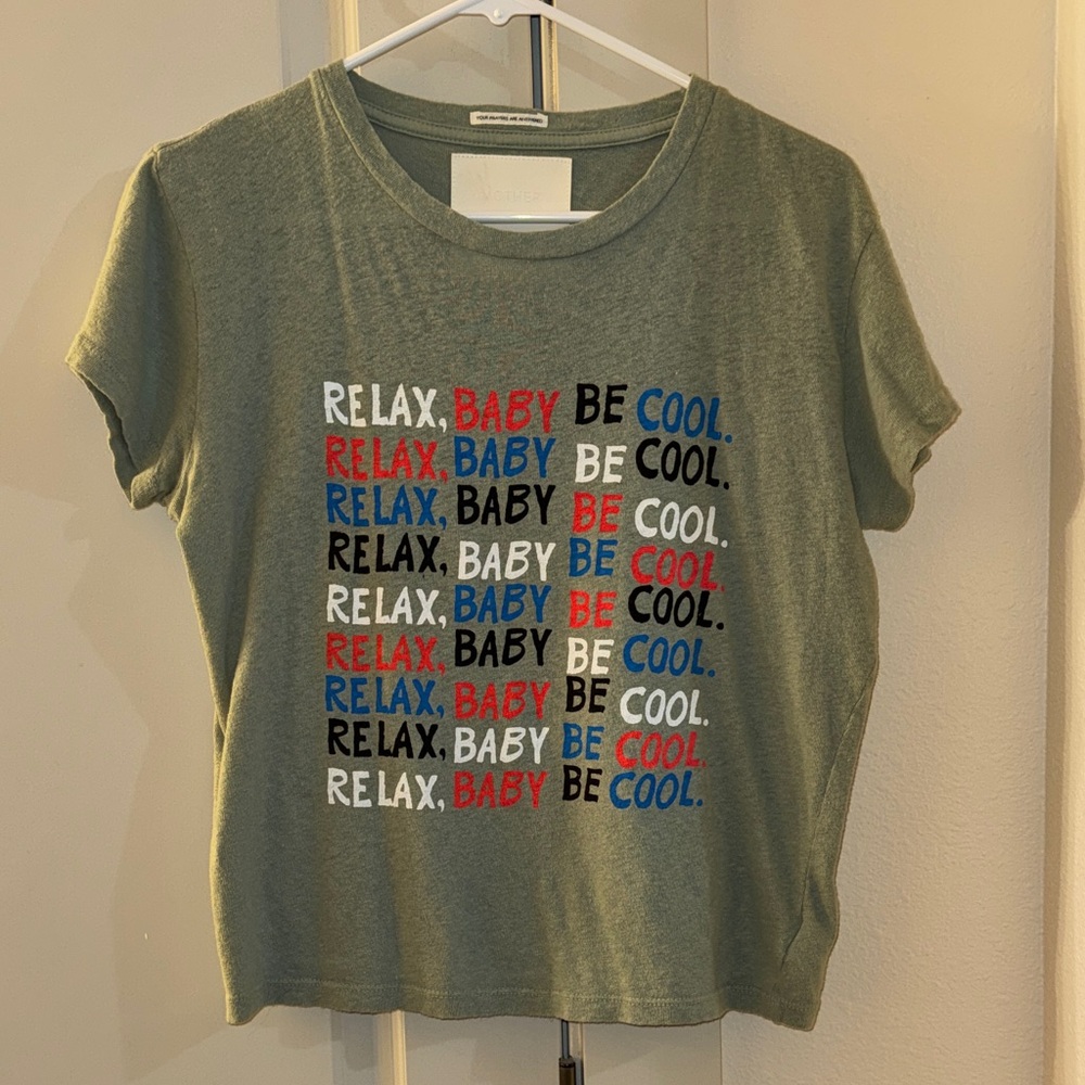 MOTHER Olive Tee with Multicolor Graphic